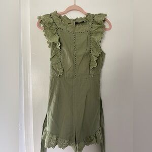 Simplee Apparel Olive Green Ruffled Jumpsuit